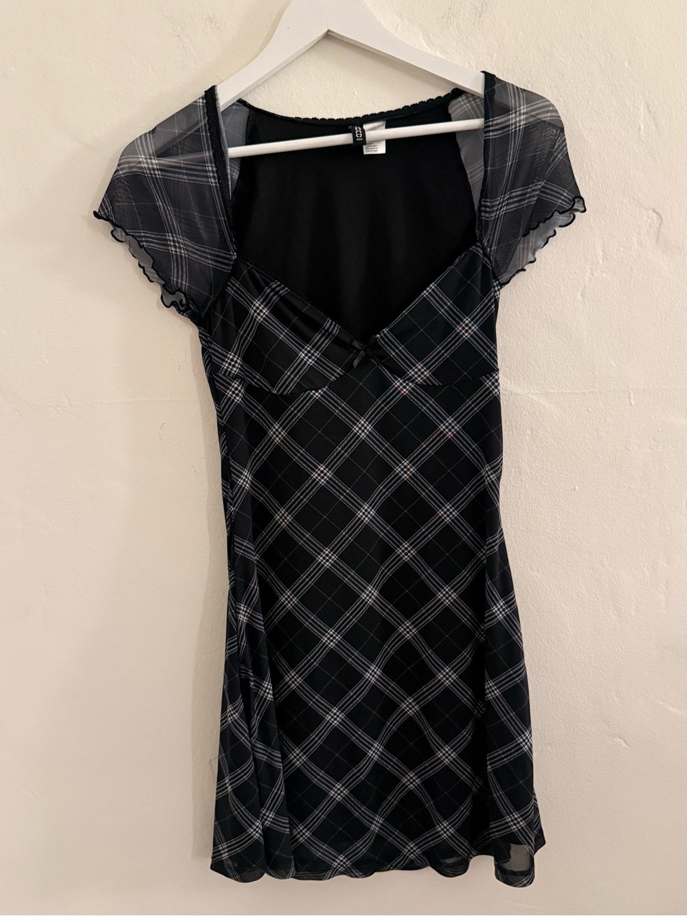 H&M Black Plaid Mini Dress